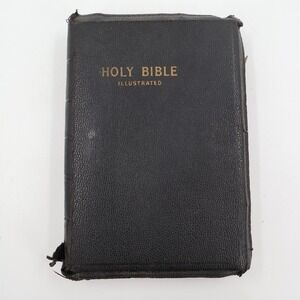 World Publishing Holy Bible KJV Unisex Compact Black Zippered Illustrated 1945